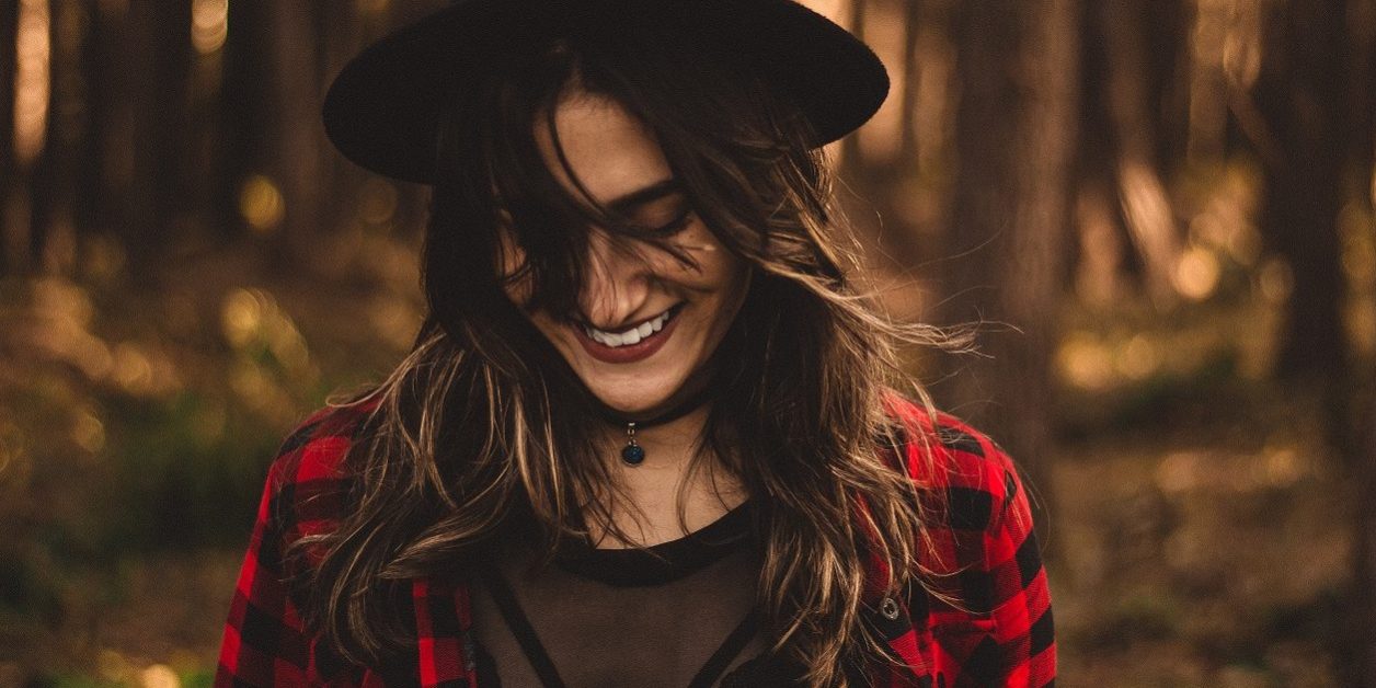 femeie, palarie, padure, par, bruneta