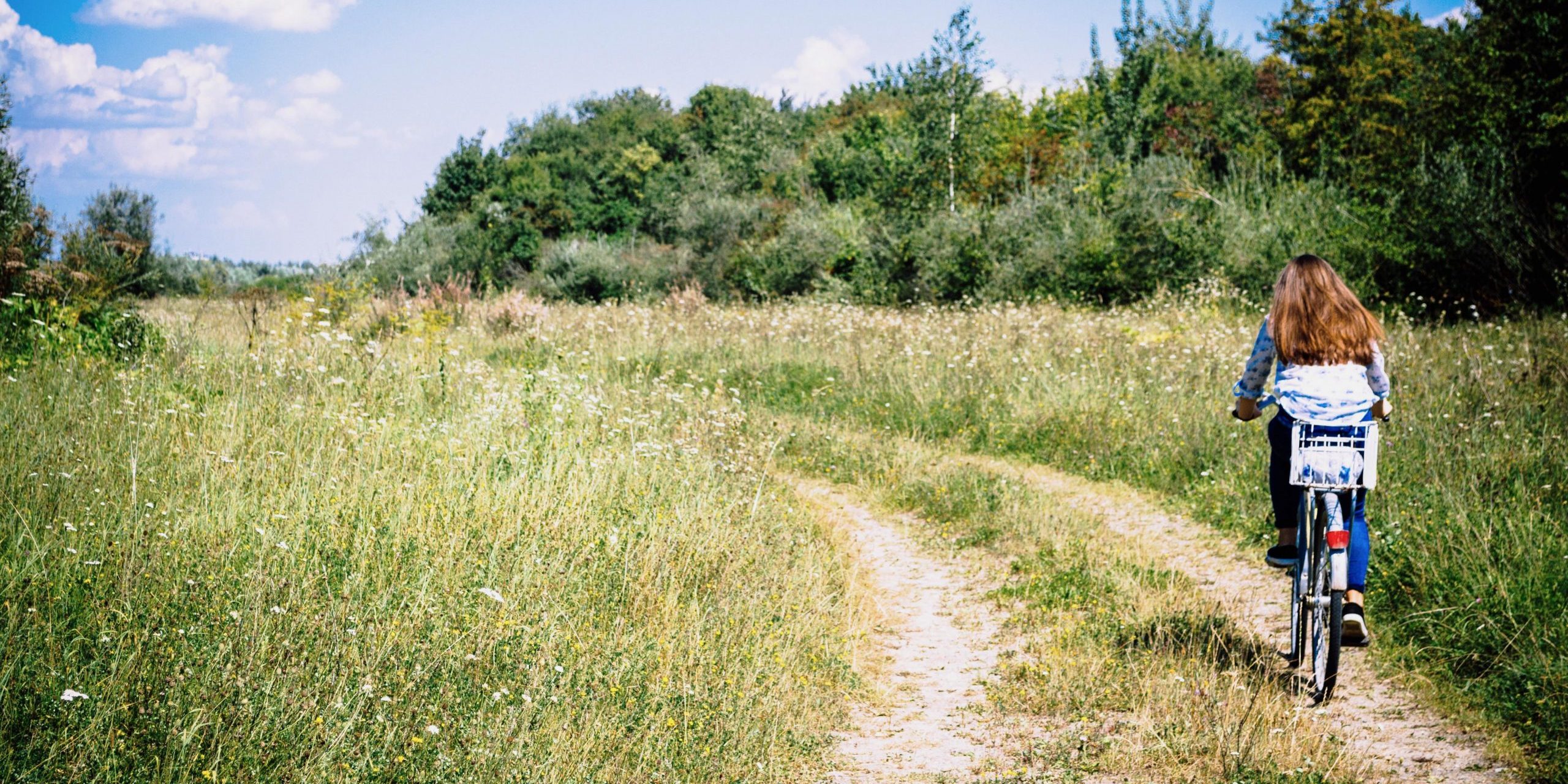 fata, bicicleta, drum, drumetie